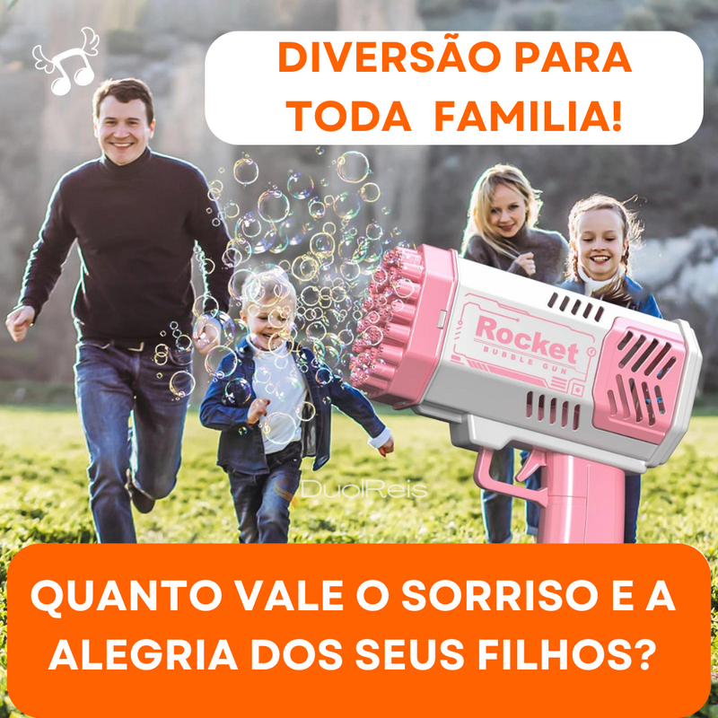 Super Lançador de Bolhas Mágico com 40 Furos de Alegria - Diversão Ilimitada!