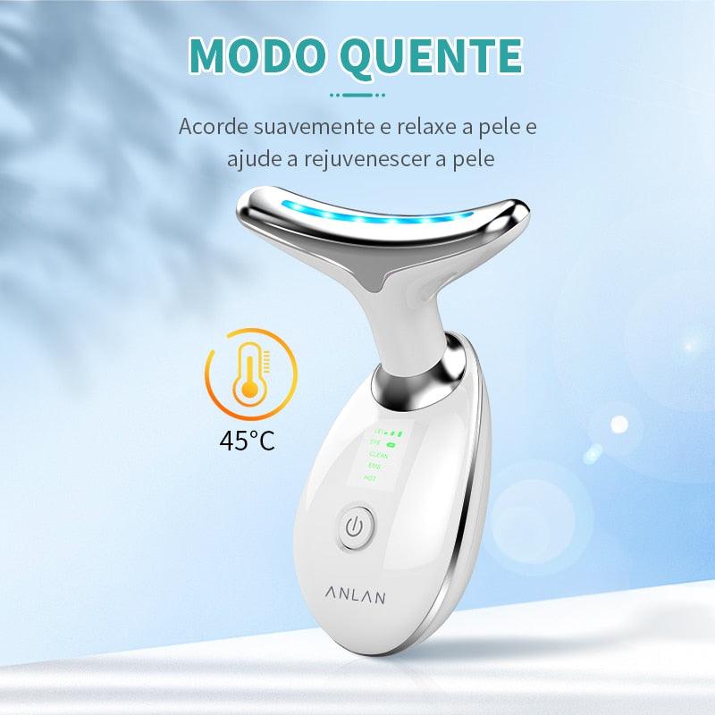 Massageador Facial com Led Terapia 3 em 1 - Rejuvenesce, Acaba com Manchas e Acnes, Impurezas e Papada